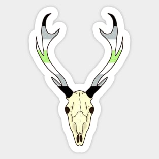 Agender Pride Deer Skull Sticker